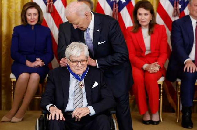 President Joe Biden awards the Presidential Medal of Freedom to Phil Donahue