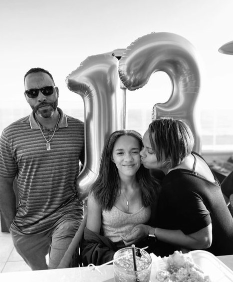 Amirah J with her father and mother, Tiffanie