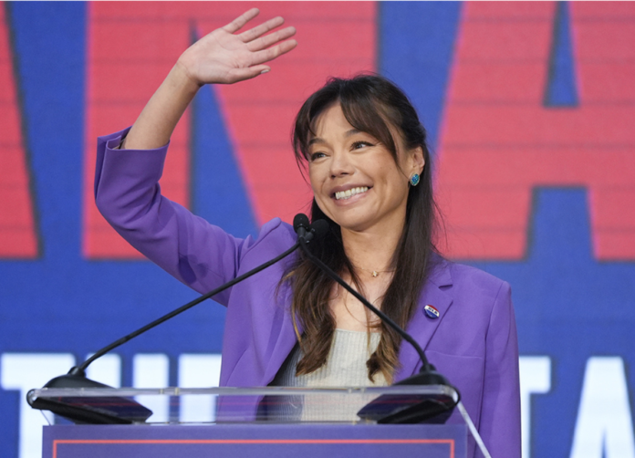 RFK Jr.'s VP Pick Exploring Nicole Shanahan's Ethnic Heritage Nicole Shanahan waves from the podium during a campaign event for Presidential candidate Robert F. Kennedy Jr., Tuesday, March 26, 2024, in Oakland