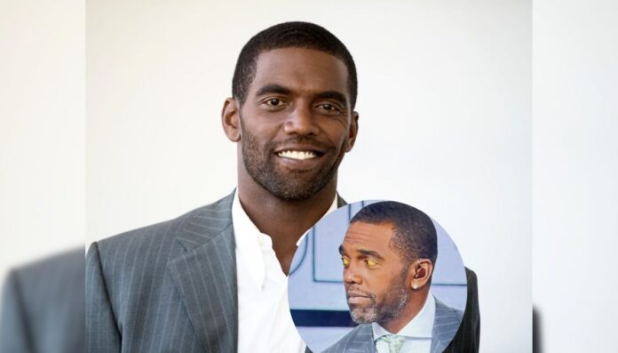 Fans noticed Randy Moss’s yellow eyes during an ESPN broadcast Fans noticed Randy Moss’s yellow eyes during an ESPN broadcast