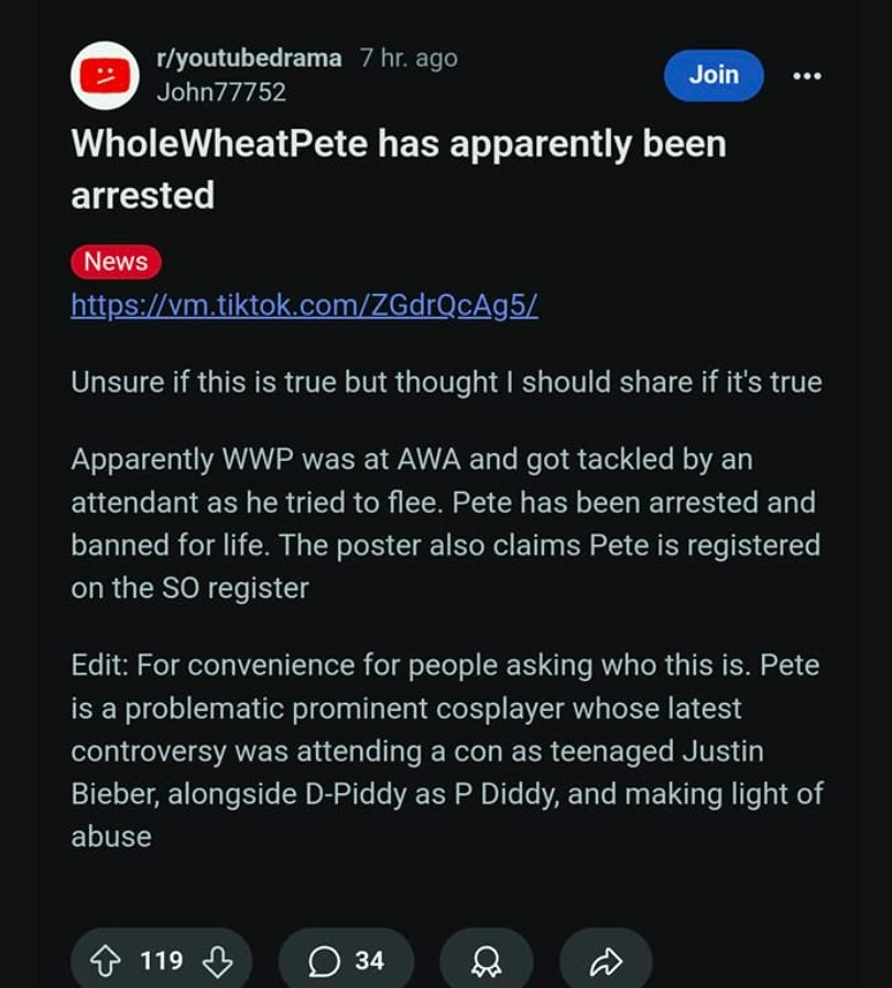 This post brought WholeWheatPete's alleged arrest into the spotlight