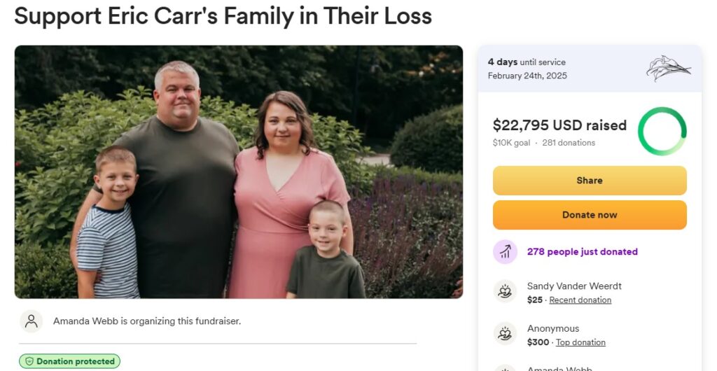 A GoFundMe page was created to support his family