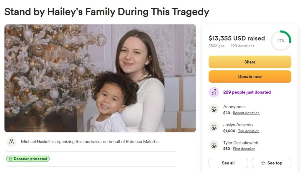 Michael Haskell created a GoFundMe page to support Hailey's family