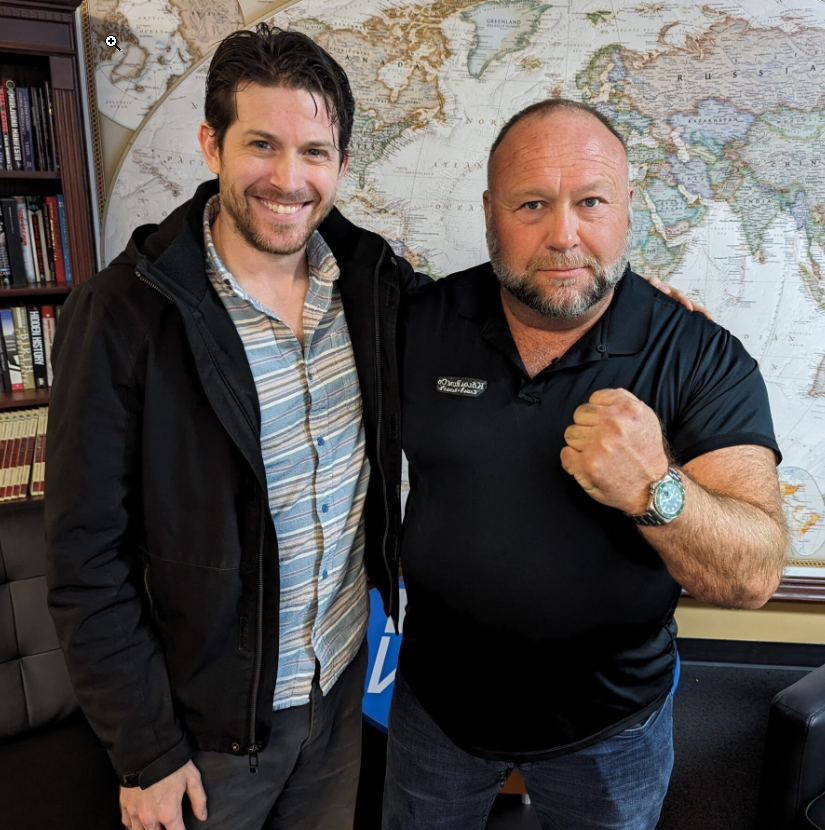 Jamie White with InfoWars founder, Alex Jones